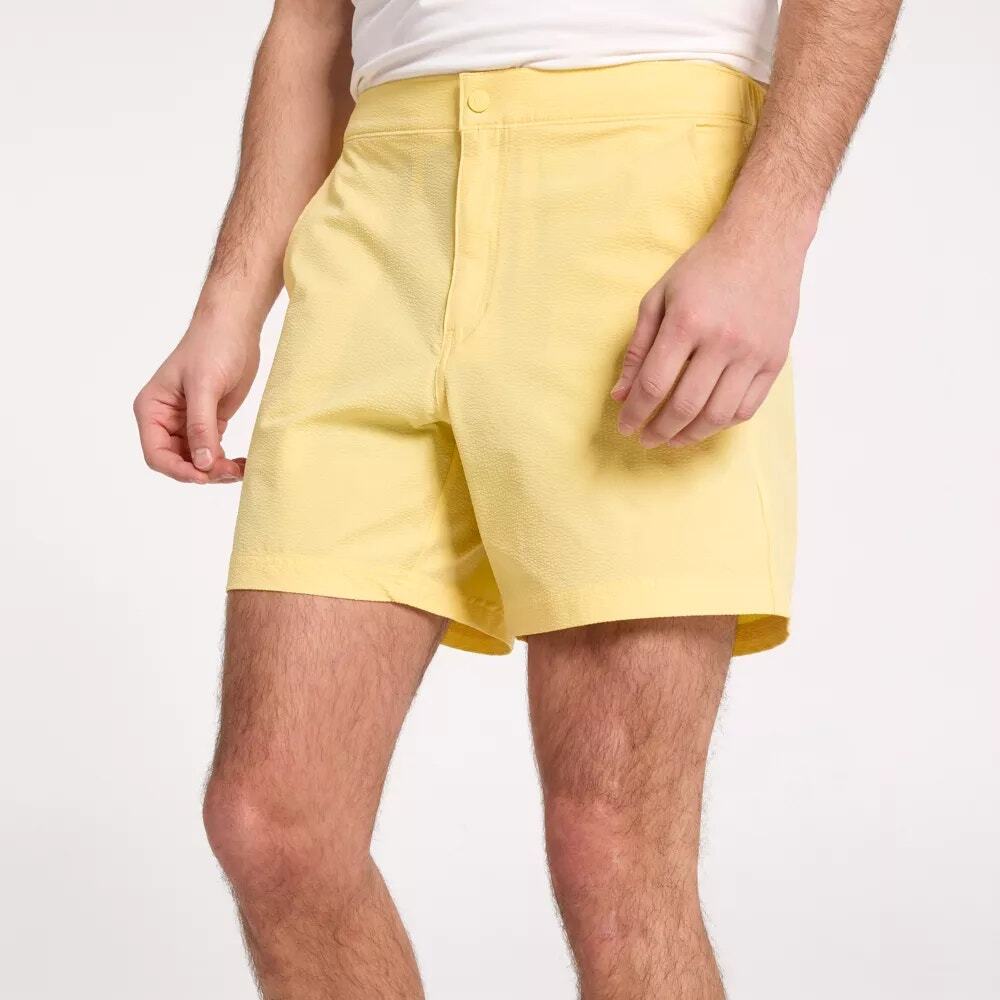 NWT VRST Yellow Seersucker 6" Resort Flat Front Chino Shorts Men's Size Large